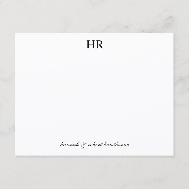 Personalised Elegant Script Minimal Black Monogram Card (Front)