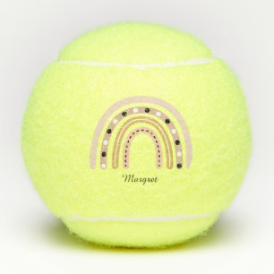 Personalised Elegant Script Name Groovy Rainbow Tennis Balls