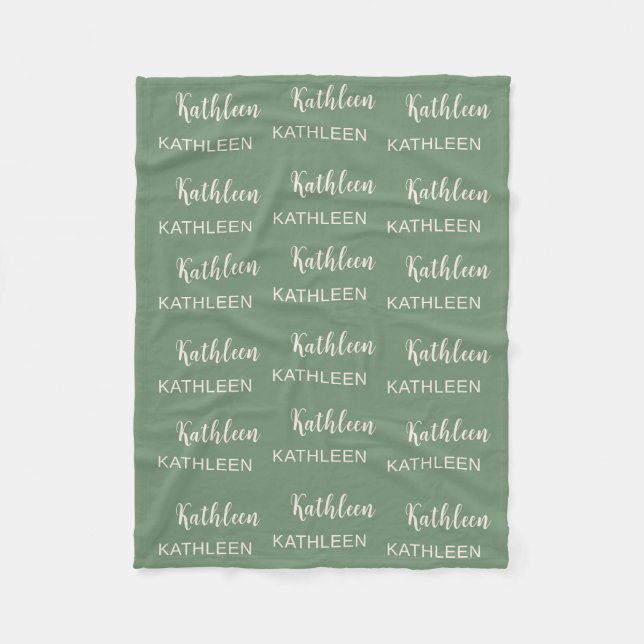 Personalised Elegant Script Name Soft Pink Pattern Fleece Blanket (Front)