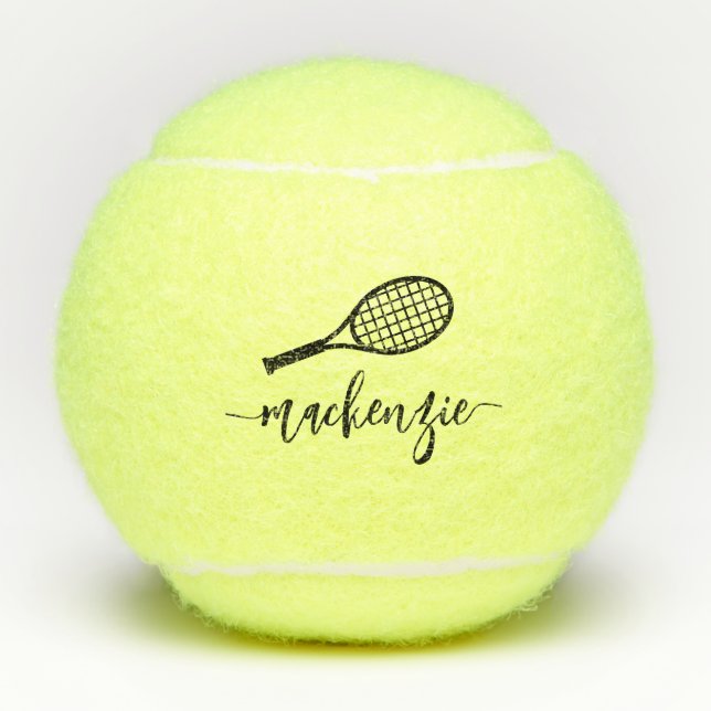 Personalised Elegant Script Name Tennis Balls (Front)