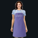 Personalised elegant script name violet adult apron<br><div class="desc">Elevate your next event, whether it's a botanical succulent workshop or a cooking class, with the Personalised Elegant Script Name Violet Adult Apron. These stunning aprons in a beautiful shade of purple (violet) will leave a lasting impression on your guests and make them feel truly special. The highlight of these...</div>