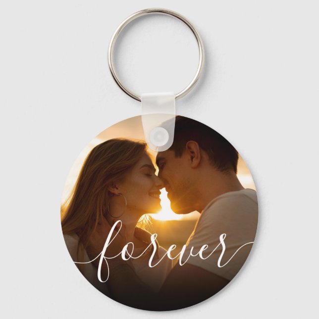 Personalised Elegant Script Photo Key Ring (Front)