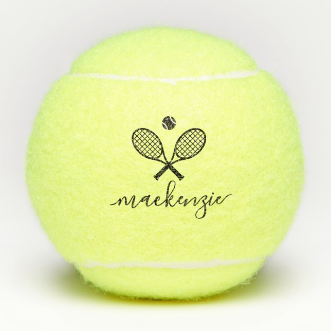 Personalised Elegant Script Text Tennis Balls (Front)