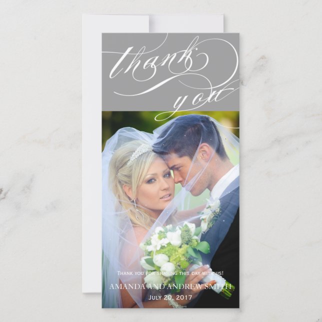 Personalised Elegant Script Wedding Thank You Card (Front)