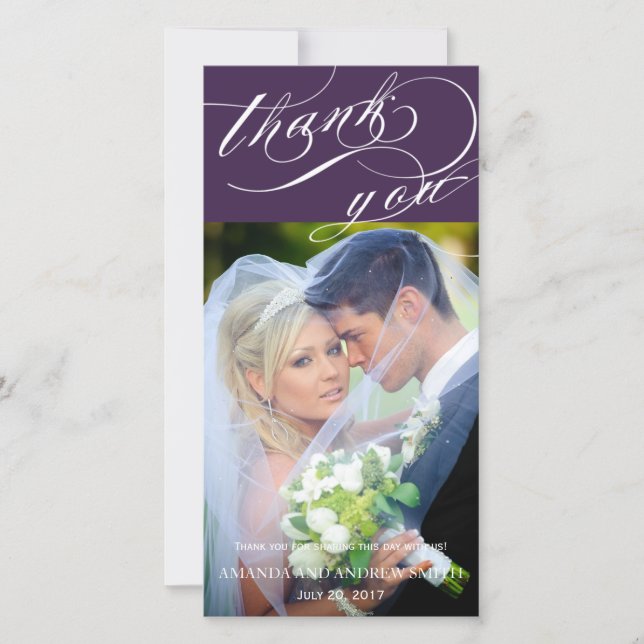 Personalised Elegant Script Wedding Thank You Card (Front)