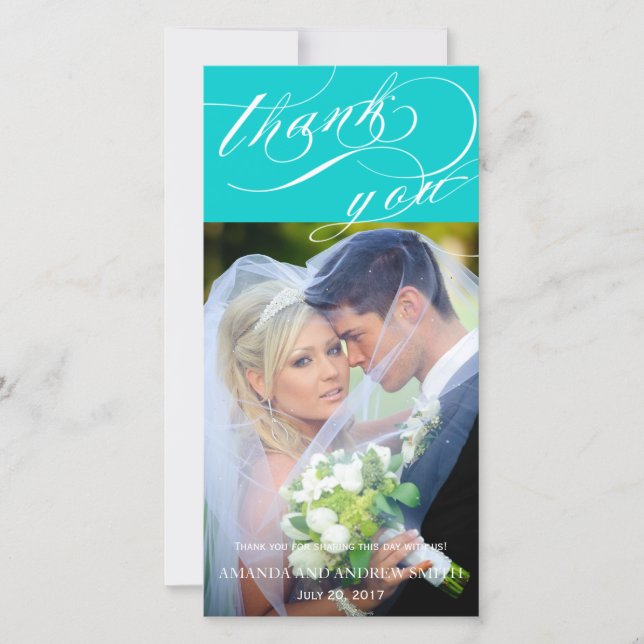 Personalised Elegant Script Wedding Thank You Card (Front)