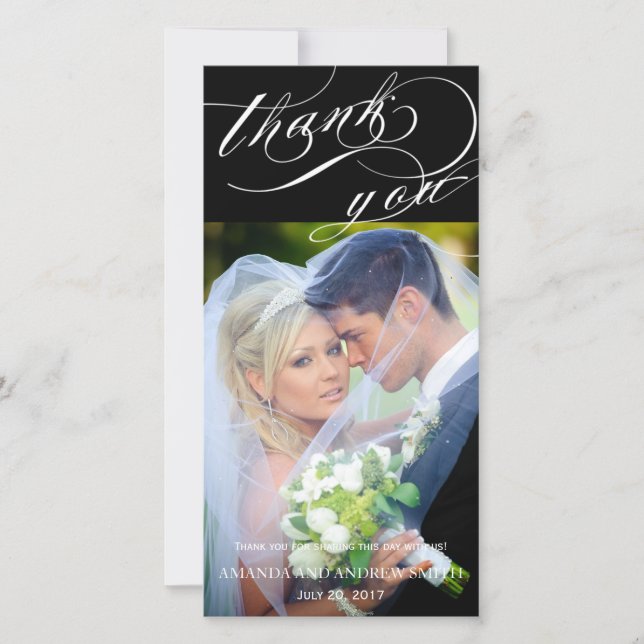 Personalised Elegant Script Wedding Thank You Card (Front)