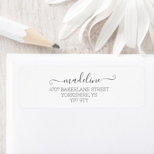 Personalised Elegant Script White Name Address  (Insitu)