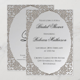 Personalised Elegant Silver Bridal Shower Invitation