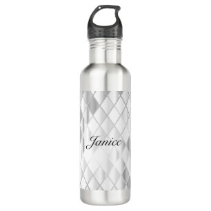 Personalised Elegant Silver Grey Diamond Luxury 710 Ml Water Bottle
