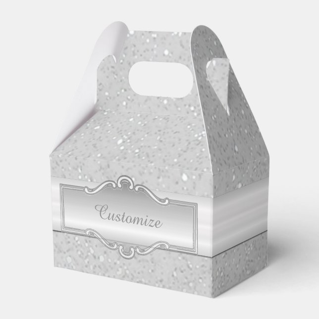 Personalised Elegant Silver Sparkle Gable Box (Front Side)