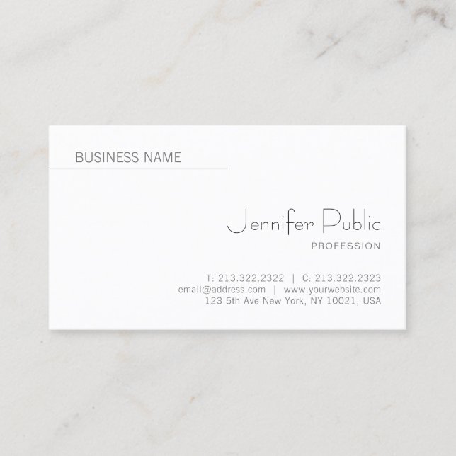Personalised Elegant Simple Design Modern Template Business Card (Front)