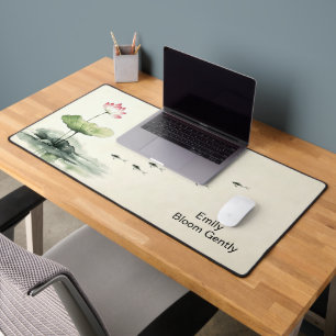 Personalised Elegant Simple Modern Lotus Fish Larg Desk Mat