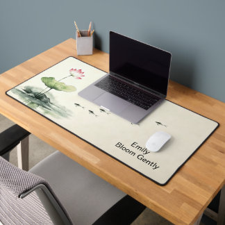 Personalised Elegant Simple Modern Lotus Fish Larg Desk Mat