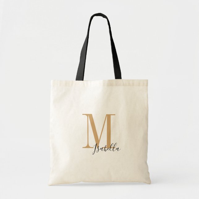 Personalised elegant simple name and monogram tote bag (Front)