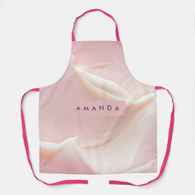 Personalised Elegant Soft Blush Satin Abstract Apron (Front)