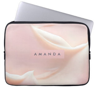 Personalised Elegant Soft Blush Satin Abstract Laptop Sleeve
