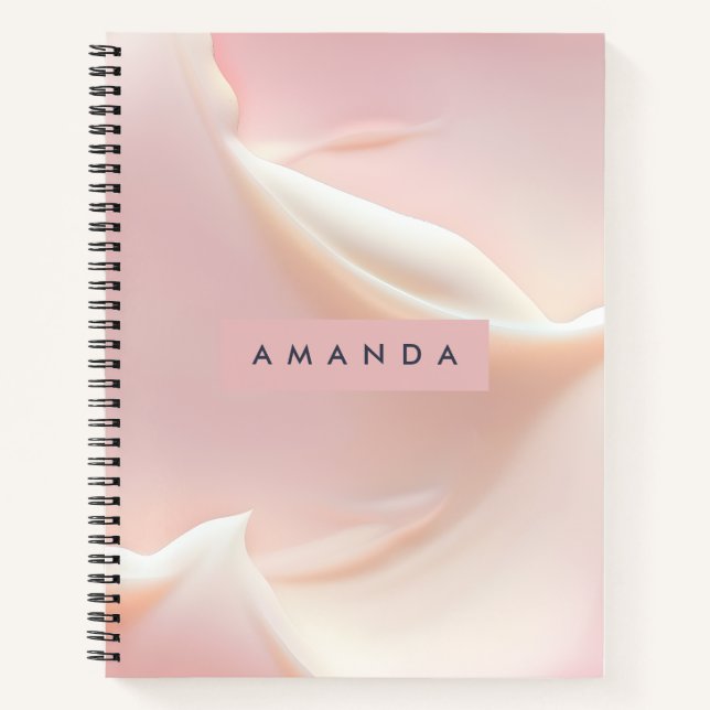 Personalised Elegant Soft Blush Satin Abstract Notebook (Front)