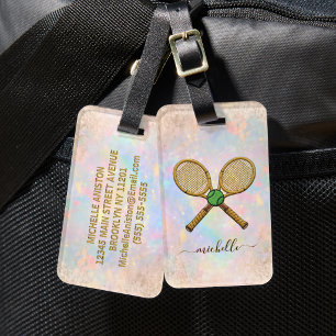 Personalised Elegant Soft Opal Tennis Ball Rackets Luggage Tag