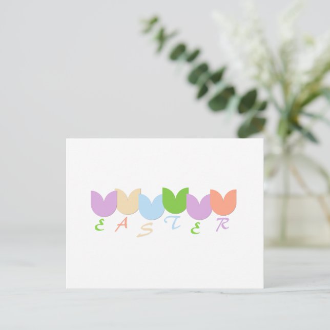 Personalised Elegant Spring Tulips, Easter Holiday Postcard (Standing Front)