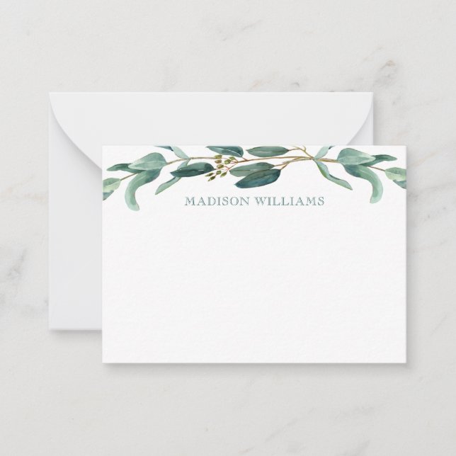 Personalised Elegant Stylish Watercolor Eucalyptus Card (Front)