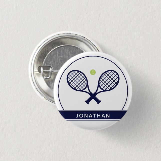Personalised Elegant Tennis Racket and Ball Cute 3 Cm Round Badge (Front & Back)