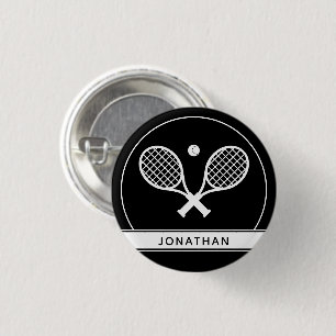 Personalised Elegant Tennis Racket and Ball Cute 3 Cm Round Badge