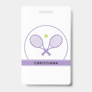 Personalised Elegant Tennis Racket and Ball Cute ID Badge