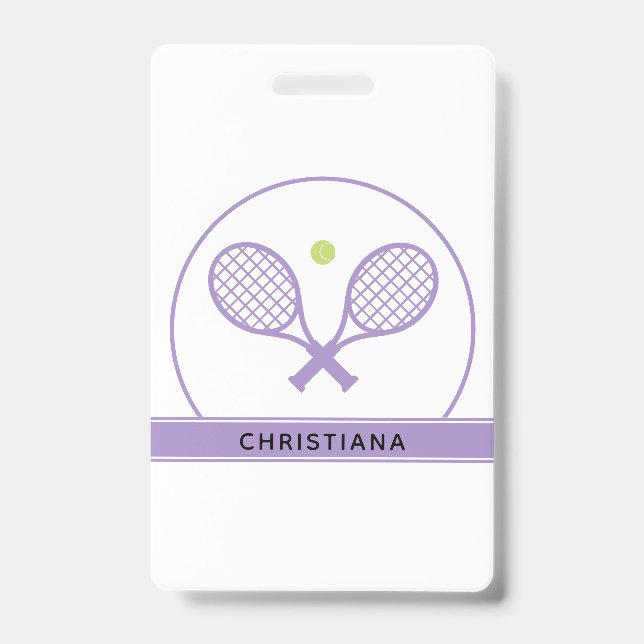 Personalised Elegant Tennis Racket and Ball Cute ID Badge (Front)