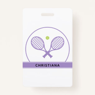 Personalised Elegant Tennis Racket and Ball Cute ID Badge