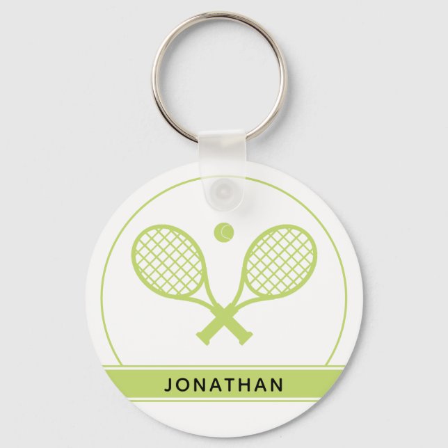 Personalised Elegant Tennis Racket and Ball Cute Key Ring (Front)