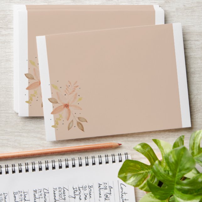 Personalised Elegant Terracotta Floral Watercolor Envelope (Stacked)
