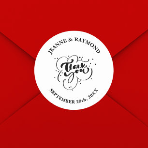 Personalised Elegant Thank You Wedding Favour Classic Round Sticker