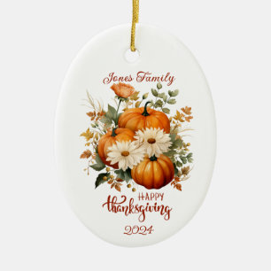 Personalised Elegant Thanksgiving Entertaining Ceramic Tree Decoration