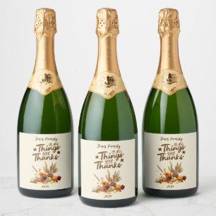 Personalised Elegant Thanksgiving Entertaining Sparkling Wine Label