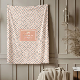 Personalised Elegant Throw Coral Grey Comfort Fleece Blanket