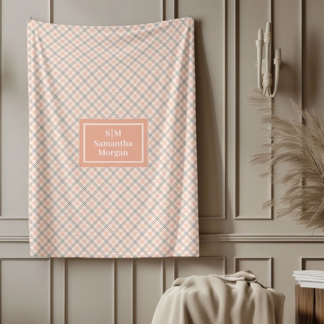 Personalised Elegant Throw Coral Grey Comfort Fleece Blanket (Personalized Elegant Throw Coral Grey Comfort)