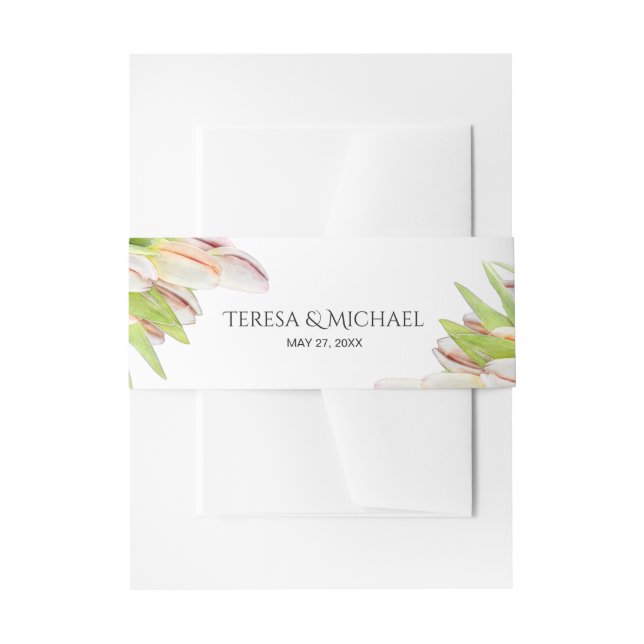 Personalised, Elegant, Tulip Wedding Invitation Belly Band (Front Example)