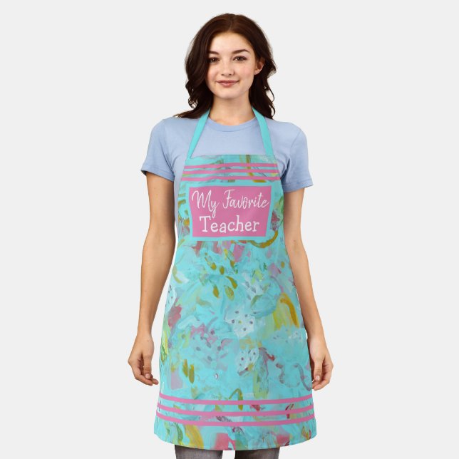 Personalised Elegant Turquoise Oasis Abstract  Apr Apron (Worn)