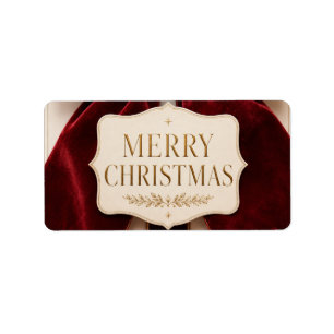 Personalised Elegant Velvet Bow Christmas Style Label