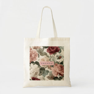 Personalised Elegant Victorian Roses in Blush Tote Bag