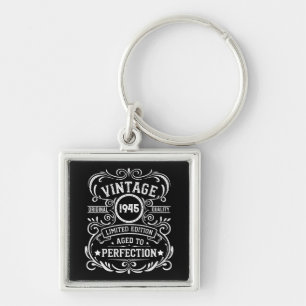 Personalised elegant vintage 80th birthday gift key ring