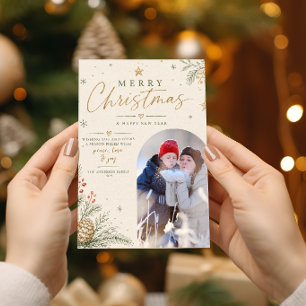 Personalised Elegant Vintage Merry Christmas Photo Holiday Card