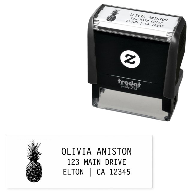 Personalised Elegant Vintage Pineapple Self-inking Stamp (In Situ)
