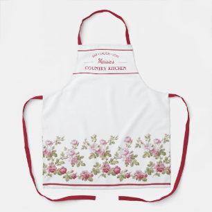 Personalised Elegant Vintage Pink Rose Border Apron