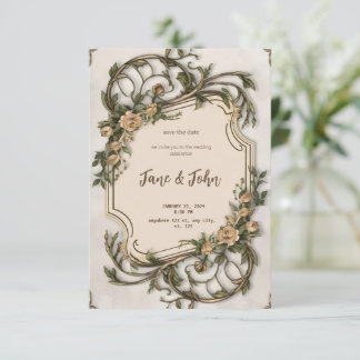 [Personalised] Elegant Vintage Wedding Invitation