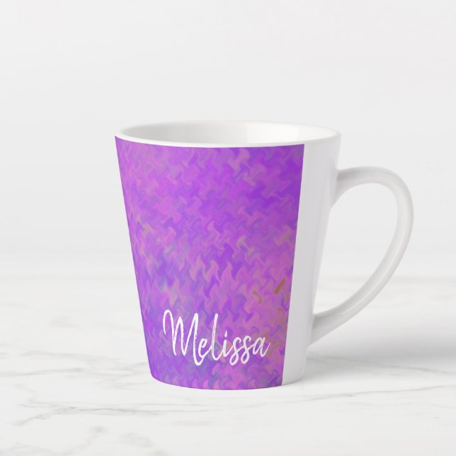 Personalised Elegant Violet Marbled Art Latte Mug (Right)