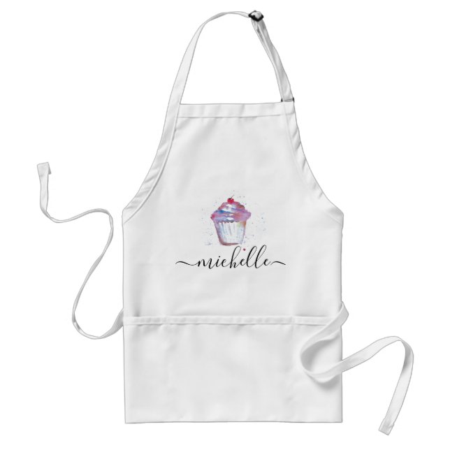 Personalised elegant Watercolor cupcake baker Standard Apron (Front)