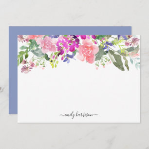 Personalised Elegant Watercolor Floral Note Card