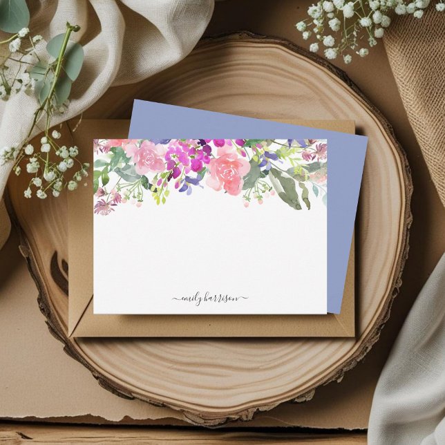 Personalised Elegant Watercolor Floral Note Card (Creator Uploaded)